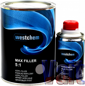 Купить 14062, Westchem, Грунт-наполнитель акриловый MAX FILLER 5:1 в комплекте с отвердителем, Серый 0,8л + 0,16л - Vait.ua