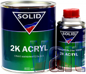 2К Акриловий грунт-порозаповнювач 5:1 SOLID 2K ACRYL (800 мл) + затверджувач (160 мл), сірий