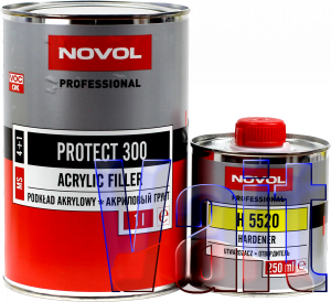 Купити Грунт акриловий 4+1 PROTECT 300 Novol (1л) + затверджувач (0,25л), сірий - Vait.ua