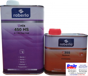 Купити 2К Акрилово-поліуретановий лак Roberlo UNIX 450HS (1л) + затверджувач C355 (0,5л) - Vait.ua