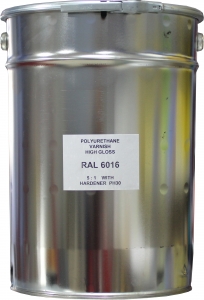 Купити Емаль поліуретанова RAL 6016 в комплекті з затверджувачем та розчинником, тара 20л. - Vait.ua