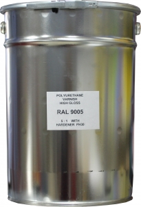 Купити Емаль поліуретанова RAL 9005 в комплекті з затверджувачем та розчинником, тара 15л. - Vait.ua