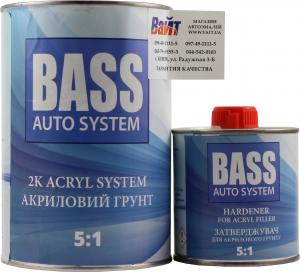 Купити Грунт акриловий BASS HS 5+1 + затверджувач (0,8 л + 0,16 л), сірий - Vait.ua