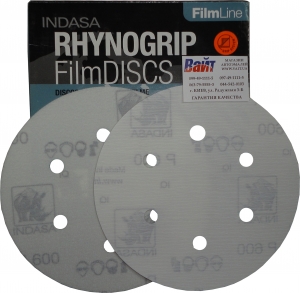 Купити Абразивний диск INDASA RHYNOGRIP FILM LINE на плівці, D150mm, 6 отворів, P600 - Vait.ua
