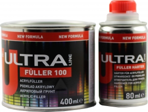 Купить Акриловый 2К грунт 5:1 Ultra Novol Fuller 100 (0,4л) + отвердитель (0,08л), белый - Vait.ua
