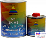 Акриловий ґрунт-наповнювач PYRAMID HS 5:1 (0,8л) + затверджувач (0,16л), сірий