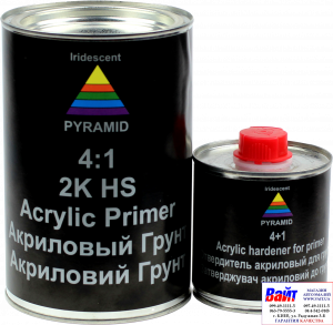 Купити Акриловий ґрунт-наповнювач PYRAMID HS 4:1 (0,8л) + затверджувач (0,2л), сірий - Vait.ua