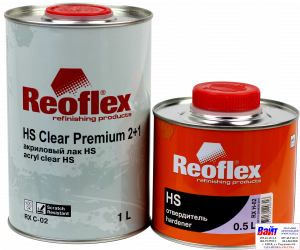 Купити RX C-02 HS Clear Premium 2+1, Reoflex, Двокомпонентний акриловий лак (1,0л) в комплекті з затверджувачем RX H-02 (0,5л) - Vait.ua