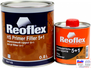 Купити RX F-03 HS Primer Filler 5+1, Reoflex, Двокомпонентний акриловий ґрунт-наповнювач 5+1, білий - Vait.ua