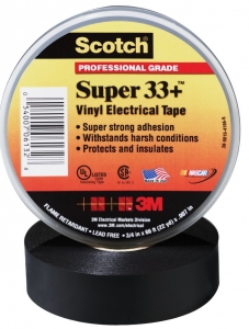 Купить 80611207012 Изоляционная лента 3M Scotch® Super 33+ ПВХ, 19мм х 20м х 0,18мм, черная - Vait.ua