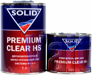Купити Акрил-уретановий лак Solid PREMIUM CLEAR HS з підвищеним сухим залишком (1л) + затверджувач (0,5л) - Vait.ua