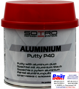 Купити T014005, SOTRO, SOTRO Aluminium putty P40, Двокомпонентна поліефірна шпаклівка з наповнювачем з алюмінію, 0,6 кг - Vait.ua