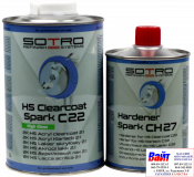 T032210, SOTRO, SOTRO HS Acryl Clearcoat Spark C22, Двокомпонентний акриловий безбарвний лак з високим вмістом сухого залишку (HS - High Solid), 1л. + нормальний затверджувач (T032705)