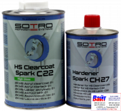T032210, SOTRO, SOTRO HS Acryl Clearcoat Spark C22, Двокомпонентний акриловий безбарвний лак з високим вмістом сухого залишку (HS - High Solid), 1л. + швидкий затверджувач (T032706)