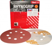 Абразивный диск для сухой шлифовки INDASA RHYNOGRIP RED LINE (Красная линия), диаметр 125 мм, 8 отверстий, P500