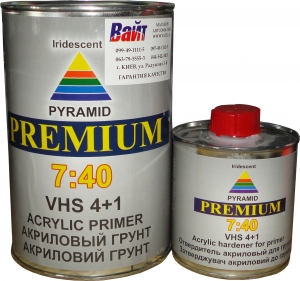 Купити Акриловий ґрунт-наповнювач PYRAMID 7:40 Premium VHS 4:1 (1л) + затверджувач (0,25л), чорний - Vait.ua
